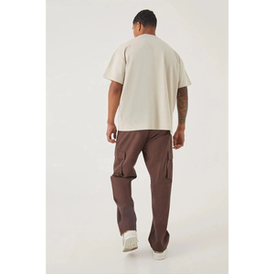T-shirt de sport fitness à manches courtes surdimensionné en coton et fibre de bambou de haute qualité pour hommes, impression de logo personnalisée, taille plus, emballage - Product Image 4