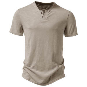 Camiseta Henley Premium para Hombre, Manga Corta, Tela de Algodón, Ropa Casual de Verano, Talla Personalizada, Precio Directo de Fábrica OEM - Product Image 1