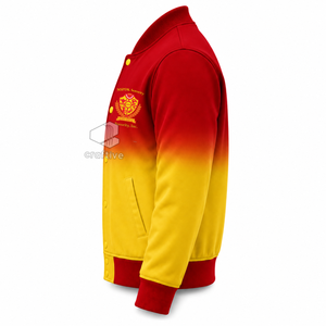 เสื้อแจ็คเก็ตวาร์ซิตี้ผ้าซาตินแบบไล่สีสำหรับผู้หญิงของชมรม NSPDK ปักลายตัวอักษรกรีก ติดกระดุมแป๊ก คอเสื้อและปลายแขนเสื้อถักแบบริบบิ้น เสื้อแจ็คเก็ตเลตเตอร์แมน - Product Image 3