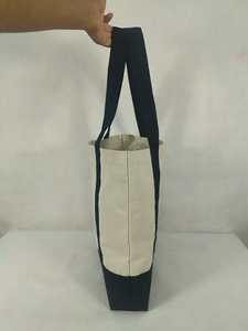 Women <b>Canvas</b> <b>Tote</b> <b>Bag</b> with Front Pocket and <b>Black</b> Handles - Product Image 3