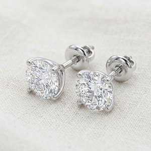 925 Silver Rhodium Plated <b>Moissanite</b> Stud <b>Earrings</b> Claw Set Cut Sparkling Diamond Look Secure Post Engagement Wedding Party for - Product Image 1