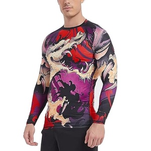 Wholesale Rohzen Sports Custom Printed Spandex <b>Compression</b> Rashguard Long Sleeves Logo Heat-Transfer Breathable Quick Dry - Product Image 2