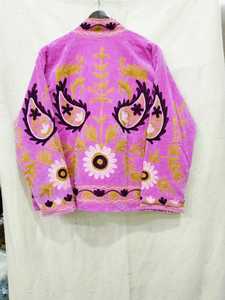 Veste en velours Suzani bohème à motif animalier, respirante, écologique, faite à la main, brodée, en coton de haute qualité, couleur personnalisable - Product Image 2