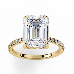 แหวนหมั้นเพชรทรงคลาสสิคแบบ Emerald Cut ประดับด้วยวงแหวนรอบเพชรแบบซ่อน พร้อมรายละเอียดที่ประณีต สำหรับการตกแต่งเครื่องประดับอันหรูหราเหนือกาลเวลา - Product Image 2