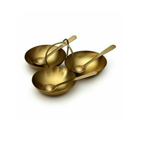 Luxury Gold Serving Bowls with Spoons Decorative Metal Bowls Set LATEST stylish serving dish bowls for home decor - Product Image 1