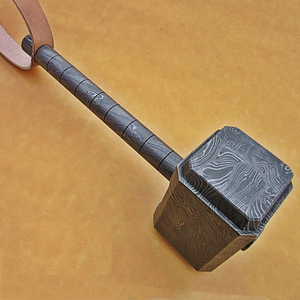 Martillo Decorativo de Acero de Damasco, Forjado a Mano, con Mango de Acero con Diseño, Artículo de Colección y Regalo, Premium - Product Image 3