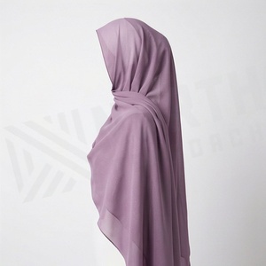 Hiyab de poliéster de color sólido para mujer, tela jersey, agradable al tacto, para uso diario, pañuelo étnico de Oriente Medio. - Product Image 3