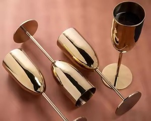 Gobelet à vin classique de luxe en métal, en acier inoxydable, réutilisable, pour restaurant, hôtel, mariage, maison - Product Image 4