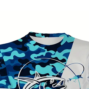 Camiseta de Pesca Transpirable, Ligera, de Secado Rápido, con Protección UV, Ropa de Pesca para Exteriores, Elástica, Duradera, de Poliéster - Product Image 3