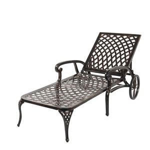Lettino Prendisole da Giardino in Alluminio Pressofuso con Schienale Regolabile 193*64.5*93cm, Finitura Bronzo - Product Image 2