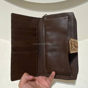 Cartera de cuero occidental con cremallera hecha a mano, Cartera de cuero genuino hecha a mano, Cartera de mano para mujer, tarjetero pintado a mano, carteras para teléfono - Product Image 5