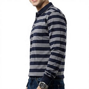 Custom Heavyweight Men's Long Sleeve Striped Rugby <b>Polo</b> <b>Shirt</b> <b>Vintage</b> Embroidered Cotton Casual <b>Polo</b> T <b>Shirt</b> - Product Image 5