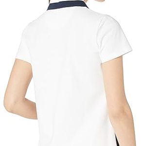Camiseta Polo de Manga Corta para Mujer, Color Sólido, Cuello en Contraste, Botones, Top Informal de Punto, Logotipo Personalizado - Product Image 6