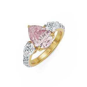 Anillo de Compromiso de Moissanita con Corte de Pera y Piedras Laterales Brillantes, Chapado en Oro, Anillo de Lujo para Regalo de Boda y Aniversario para Mujer - Product Image 3