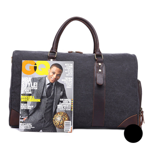 Sac de voyage en cuir et toile à fermeture éclair, qualité export OEM, sac de week-end imperméable, bagage à main LCTB-0059 - Product Image 2