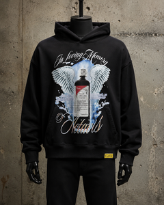 Sweat à capuche noir en molleton de coton de haute qualité 2026 avec imprimé ailes d'ange Actavis, style hip-hop streetwear, coupe ample pour homme - Product Image 2