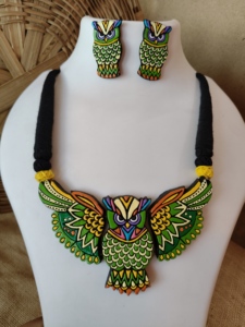 Handmade Indian Terracotta Clay Necklace and Earring <b>Set</b> for Women Traditional Ethnic Trendy Wedding Gift Party Jewelry - Product Image 6