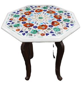 Mesa de Centro Tradicional y Duradera con Incrustaciones de Mármol para Sala de Estar - Product Image 3