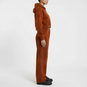 Conjuntos de Chándal Personalizados de Algodón Grueso con Capucha, Trajes Deportivos Bordados Unisex de Dos Piezas, Conjuntos de Pantalones Acampanados, Sudadera con Capucha y Chándal - Product Image 3