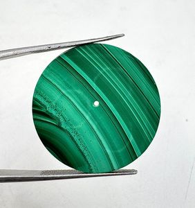 Natural Malachite Watch Dial : 31.50 mm Round One Sided Polished Watch <b>Face</b> - Product Image 4