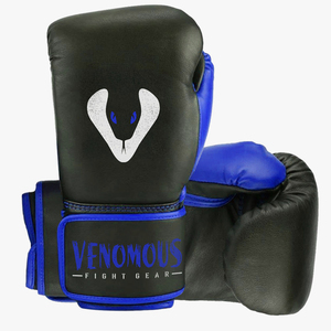 Guantes de Boxeo Personalizados Venomous Leather Unisex en Negro y Azul con Cierre para Adultos, Equipo de Combate - Product Image 5