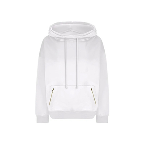 Sudadera con Capucha Blanca para Mujer, Color Sólido, Manga Larga, Tejido de Algodón Transpirable, para Otoño - Product Image 1