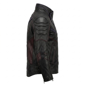 Mens Black Purple <b>Padded</b> Shoulder Leather Jacket Asymmetric Zip Tactical Cyberpunk Biker Outerwear Darkry Custom <b>Coat</b> - Product Image 3