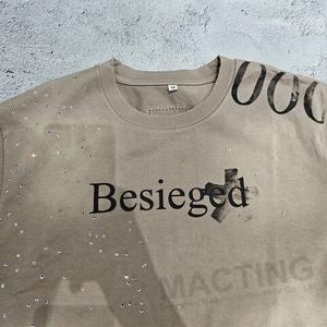 T-shirt personnalisé coupe droite 230 g/m² en coton épais, style vintage, délavé à l'acide, orné de strass, streetwear écoresponsable, motif à pois sur le devant - Product Image 3