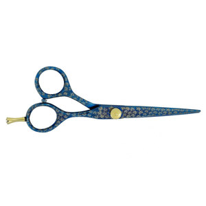 Tijeras Profesionales para Cortar Cabello Azules con Tornillo de Ajuste Dorado, Hoja Afilada de Acero Inoxidable Premium, Tijeras de Barbero - Product Image 6