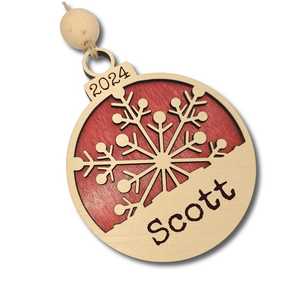 Wooden Circular <b>Snowflake</b> Ornament 2024 Personalized Grace Laser Cut Christmas <b>Decor</b> - Product Image 2