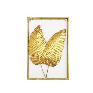 Gold Plated Palm Leaf Wall Art <b>Framed</b> Modern Decorative Hanging Floral Botanical Accent - Product Image 2