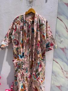 Turkish Print Cotton <b>Kimono</b> Robe Women Boho Floral Lightweight Bathrobe Lounge Wear Dressing Gown <b>Beach</b> Cover Up - Product Image 4