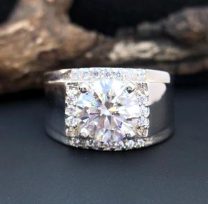 Moissanite <b>Mens</b> Engagement <b>Ring</b> 925 Sterling <b>Silver</b> 14K Gold Plated Classic Wedding Band Diamond Alternative Luxury Jewelry - Product Image 2