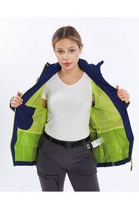 Chaqueta Softshell Azul Neón con Cierre para Mujer |   Chaqueta Técnica con Capucha, Cortavientos, para Exteriores |   Chaqueta impermeable para senderismo en montaña - Product Image 4