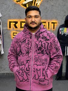 Sudadera con Capucha Personalizada con Cremallera, Lavado Ácido, Impresión a Todo Color, 100% Algodón, Ecológica, Transpirable, Estilo Urbano, Ropa de Otoño - Product Image 1