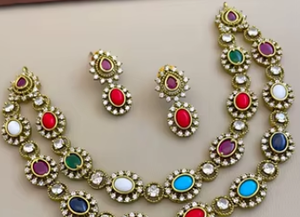 Conjunto de joyería de latón Royal Sparkle de doble capa de lujo, collar de circón con pasador pequeño para aniversario de boda, conjuntos de joyería de moda - Product Image 2