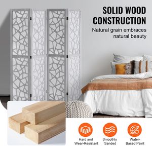 Divisorio in Legno a 4 Pannelli Alto 66,9 Pollici, Paravento Pieghevole Portatile Intagliato per Interni, Schermo per la Privacy Artistico - Product Image 4