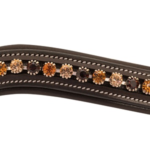 Bride de cheval personnalisable en cuir indien tanné végétal de haute qualité, avec frontale en cristal, coloris pêche clair, bordeaux, topaze, confortable pour l'équitation - Product Image 4