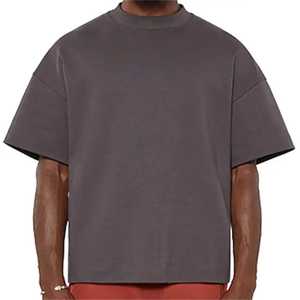 T-shirt pour homme en coton 100% de qualité supérieure, col rond, séchage rapide, service OEM, teinture unie, prix bas, épaules tombantes - Product Image 4