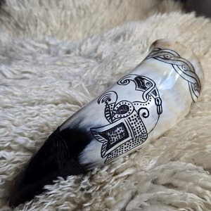 Premium Quality New Handmade Real Touch Polished Buffalo Horn Viking <b>Drinking</b> Horn <b>Stand</b> Holder Custom Size Home Decor Love - Product Image 1