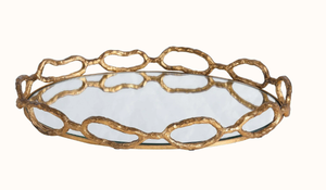 Bandeja DE SERVICIO DE ESPEJO decorativo de metal de aluminio hecho a mano con oro pulido y Estilo Vintage para cafeterías y uso doméstico - Product Image 4