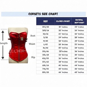 Corset rouge en cuir à baleines en acier, avec fermeture éclair avant et bretelles réglables - Product Image 6