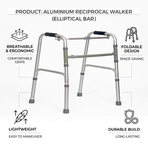 Aluminium Mobility <b>Walker</b> <b>Frame</b> | Reciprocal Walking Aid Lightweight Durable Support Shiny Finish Safe Elderly Walking Companion - Product Image 5