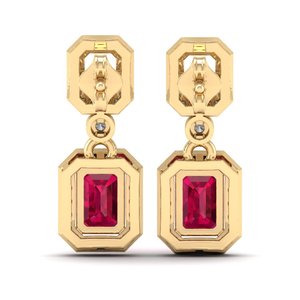 Boucles d'oreilles pendantes REYES au design unique en argent sterling 925 avec rubis de 2 carats, certifiées GRA, en moissanite, bijoux fins - Product Image 4