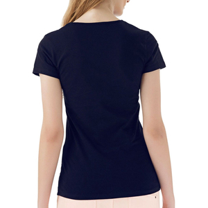 Camiseta de Algodón de Manga Corta con Cuello en V para Mujer, Color Sólido, Estilo Casual, Corte Regular, para Todas las Temporadas, Camisetas con Logotipo para Mujer - Product Image 4