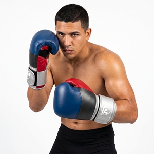 Gants de boxe verticaux portables en cuir bleu et rouge Dumela International 16 oz – Équipement d'entraînement professionnel avec logo personnalisé - Product Image 3