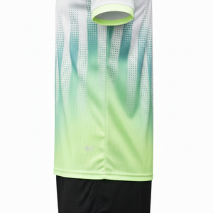 Ensemble de maillot de football pour homme, couleur dégradée, manches courtes, col rond, respirant, anti-transpiration, séchage rapide, polyester, vêtements de sport - Product Image 4