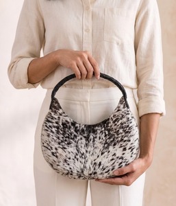 Sac à main hobo en cuir véritable motif vache avec poignée tressée, sac à bandoulière, sac de mode à porter sous le bras, capacité 1L, usage quotidien, marque OEM - Product Image 4