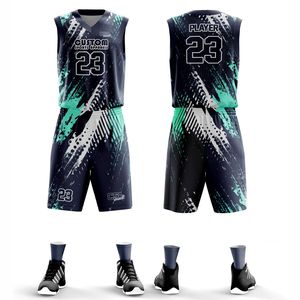 Ensemble de maillots de basket personnalisés CSA APPARELS, impression par sublimation, col en V, sans manches, évacuation de l'humidité, uniformes unisexes pour adultes - Product Image 1