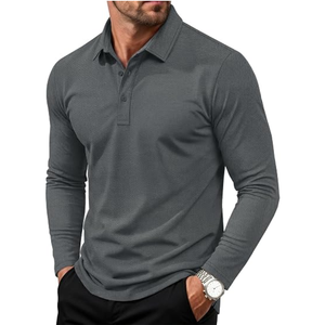 <b>Men</b>’s <b>Long</b> <b>Sleeve</b> Henley <b>Polo</b> <b>Shirt</b>, Button Neck Business Casual Top, Smart Casual Pullover <b>Shirt</b> for Office and Everyday Wear - Product Image 5